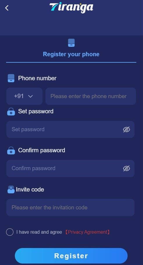 Click on create account
